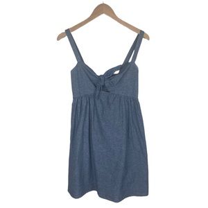 COOPERATIVE Chambray Denim Front Tie Mini Baby Doll Cotton Sundress